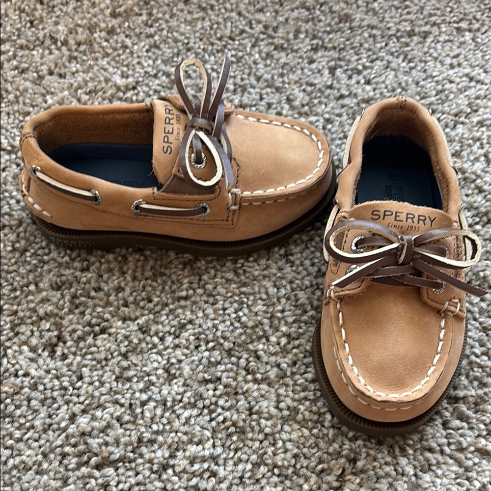 Never worn Sperry Kids Tan Boat Shoes